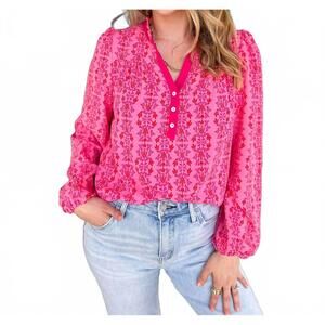 NEW MARY SQUARE gianna v-neck top in heirloom pink vine